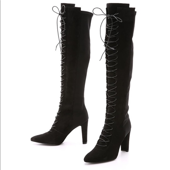 STUART WEITZMAN HIGHSTRUNG SEXY LACE UP SUEDE BOOTS US 10 - Picture 2 of 11